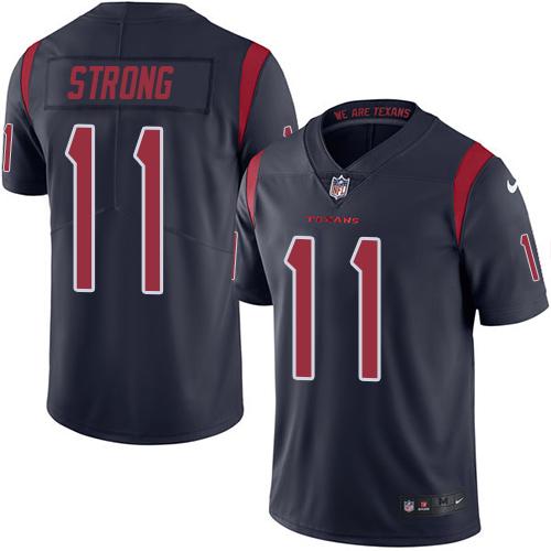 Texans #11 Jaelen Strong Navy Blue Stitched Limited Rush Nike Jersey - Zenithce