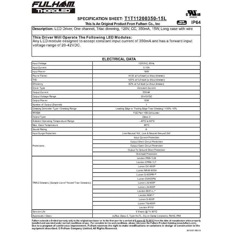 Fulham SC-120-213-LT5 Ballast - Zenithce