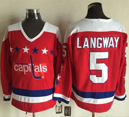 Capitals #5 Rod Langway Red Alternate CCM Throwback Stitched Jersey - Zenithce
