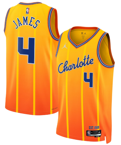 Charlotte Hornets #4 Sion James Gold 2025-26 City Edition Swingman Stitched Jersey - Zenithce