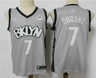 Brooklyn Nets #7 Kevin Durant Light Grey 2021 Brand Jordan Swingman Stitched Jersey With NEW Sponsor Logo - Zenithce