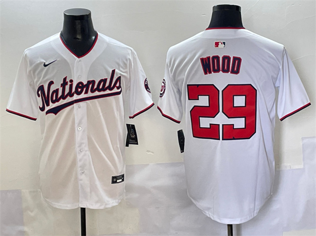 Washington Nationals #29 James Wood White Home Limited Stitched Jersey - Zenithce
