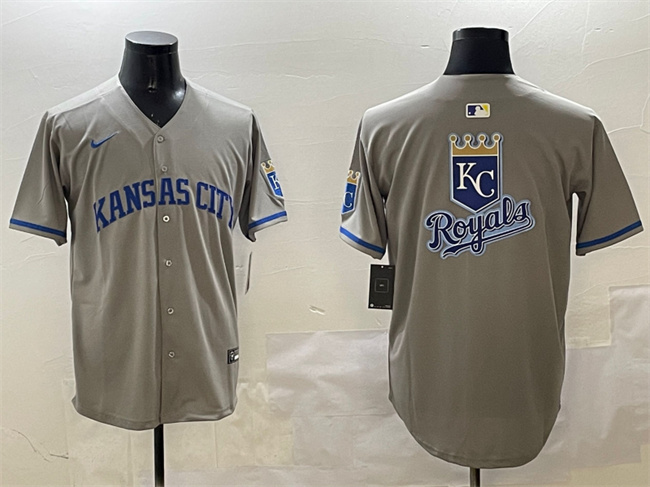 Kansas City Royals Team Big Logo Gray 2024 Away Limited Stitched Jersey - Zenithce