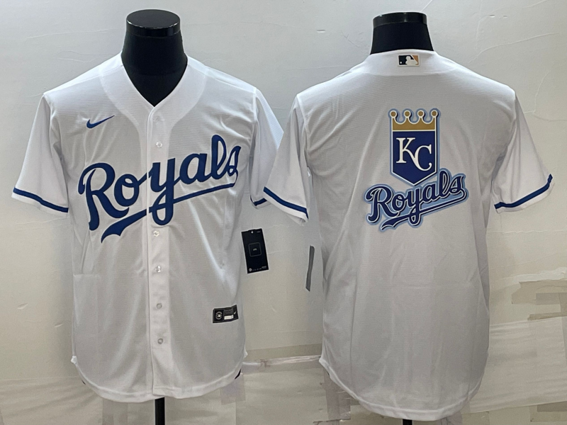 Kansas City Royals White Team Big Logo Cool Base Stitched Jersey - Zenithce