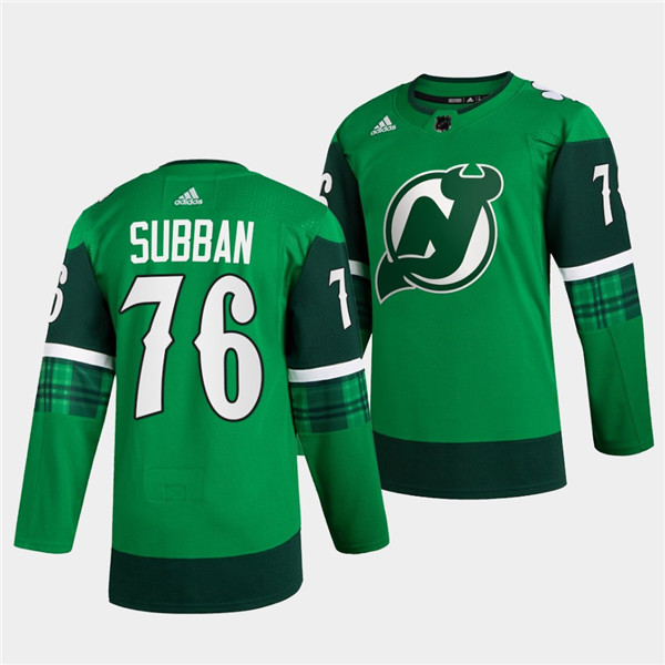 New Jersey Devils #76 P.K. Subban Green Warm-Up St Patricks Day Stitched Jersey - Zenithce