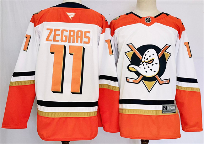 Anaheim Ducks #11 Trevor Zegras White Orange 2024-25 Stitched Jersey - Zenithce