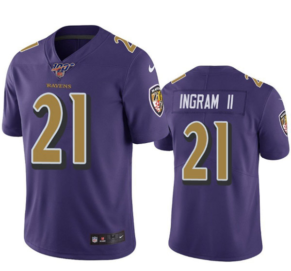 Baltimore Ravens 100th #21 Mark Ingram II Color Rush Purple Jersey - Zenithce