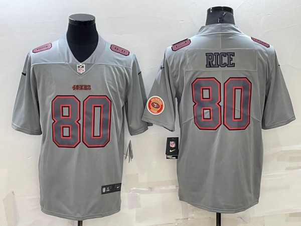 San Francisco 49ers #80 Jerry Rice Gray With Patch Atmosphere Fashion Stitched Jersey - Zenithce