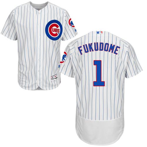 Cubs #1 Kosuke Fukudome White(Blue Strip) Flexbase Authentic Collection Stitched Jersey - Zenithce