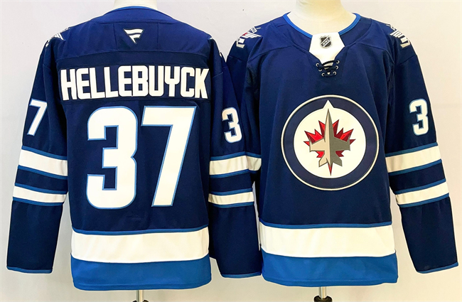 Winnipeg Jets #37 Connor Hellebuyck Connor Hellebuyck Navy 2024-25 Home Stitched Jersey - Zenithce