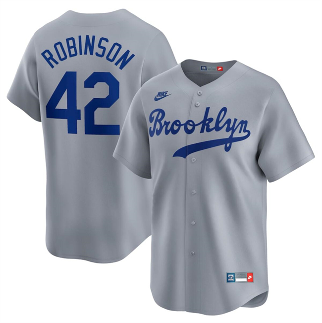 Brooklyn Dodgers #42 Jackie Robinson Gray Throwback Cooperstown Collection Limited Stitched Jersey - Zenithce