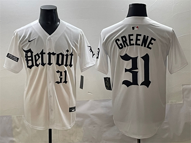 Detroit Tigers #31 Riley Greene White 'Motor Gothic Edition' Vapor Premier Limited Stitched Jersey - Zenithce