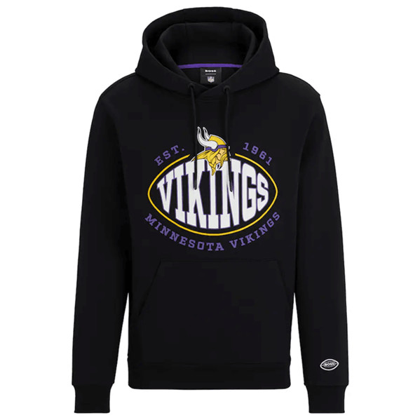 Minnesota Vikings Black BOSS X Touchback Pullover Hoodie - Zenithce