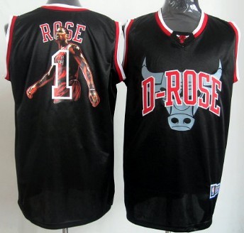 Chicago Bulls #1 Derrick Rose Black Notorious Fashion Jersey - Zenithce