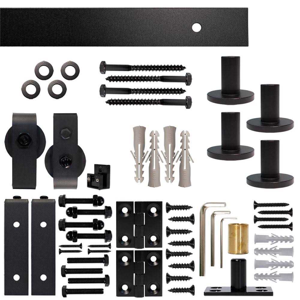 Quiet Glide Black Single Bi-Fold Sliding Barn Door Track and Hardware Kit - Zenithce