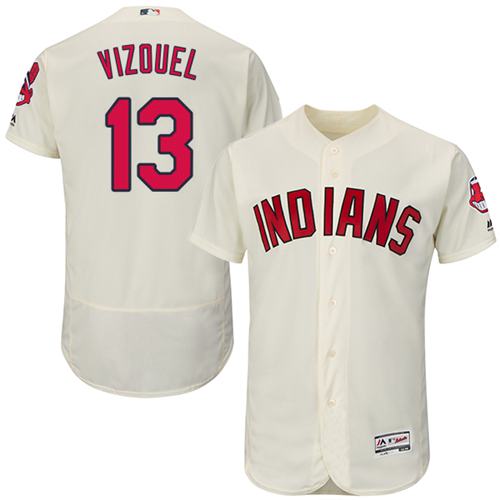 Indians #13 Omar Vizquel Cream Flexbase Authentic Collection Stitched Jersey - Zenithce