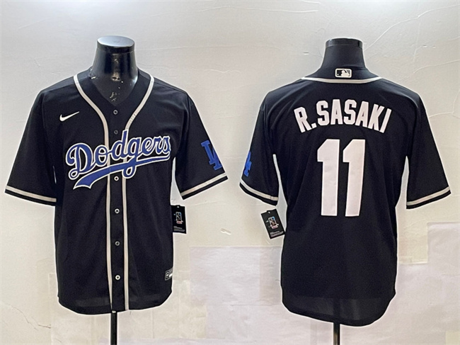 Los Angeles Dodgers #11 Roki Sasaki Black Cool Base Stitched Jersey - Zenithce