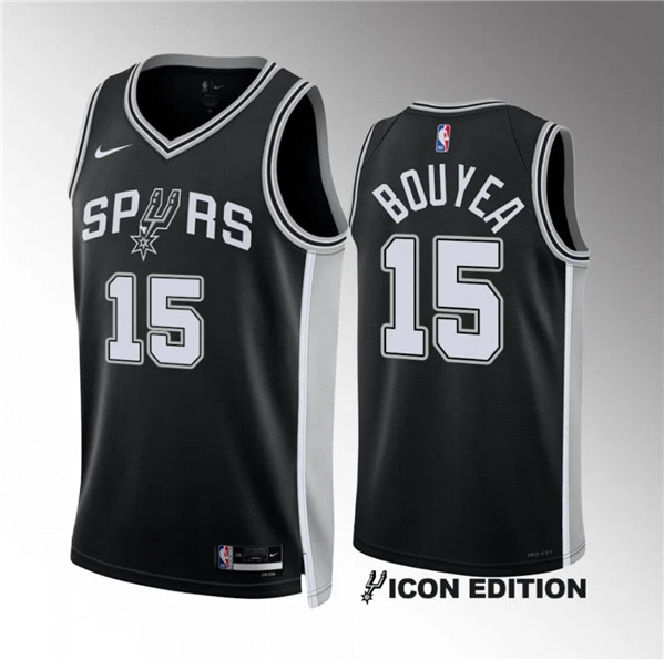 San Antonio Spurs #15 Jamaree Bouyea Black Icon Edition Stitched Jersey - Zenithce