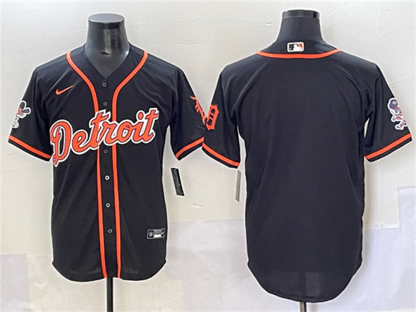 Detroit Tigers Blank Black With Patch Cool Base Stitched Jersey - Zenithce