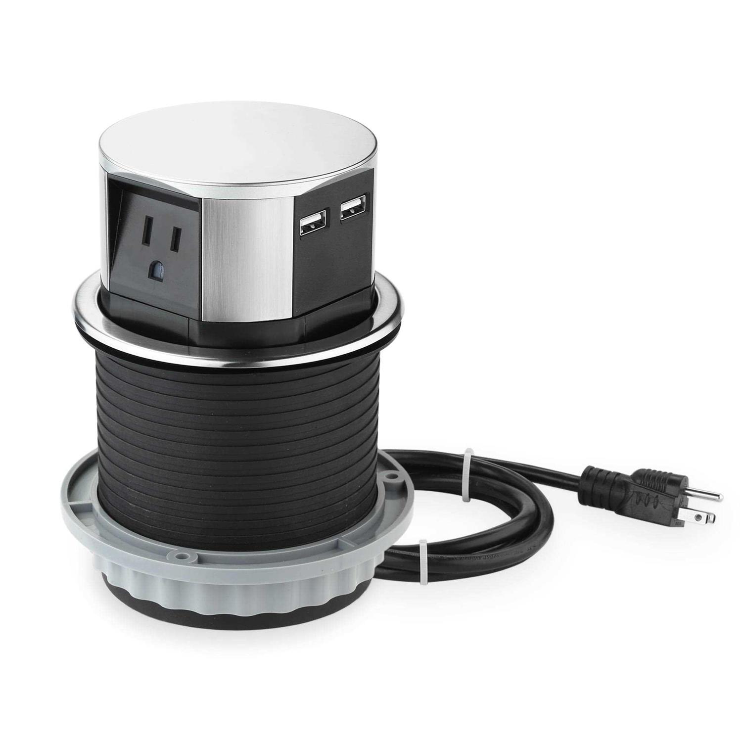 Link2Home Space Saver Grommet Socket with USB 1 Power Outlet 15A EM-PU-300E - Zenithce
