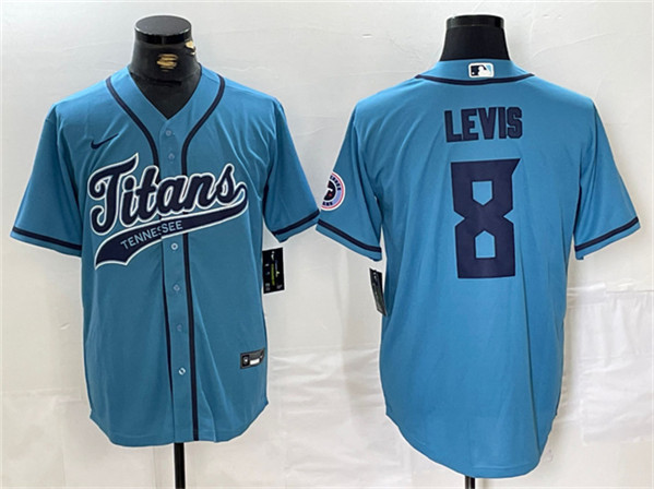 Tennessee Titans #8 Will Levis Blue With Patch Cool Base Stitched Jersey - Zenithce
