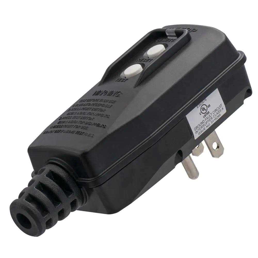 ELEGRP 4.67 in. 15 Amp Auto Reset 3 Prong Portable GFCI Replacement Right Angle Plug Assembly - Zenithce