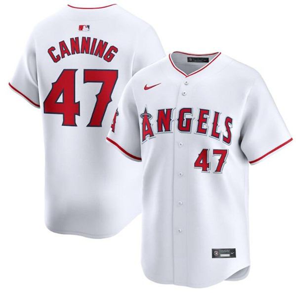 Los Angeles Angels #47 Griffin Canning White Home Limited Stitched Jersey - Zenithce