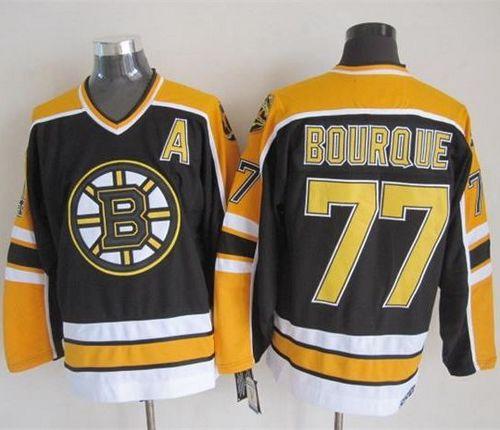 Bruins #77 Ray Bourque Black CCM Throwback New Stitched Jersey - Zenithce