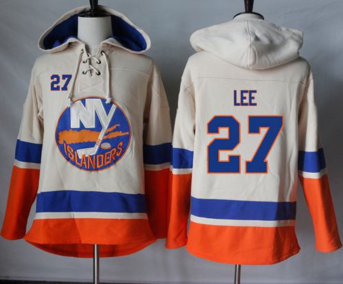 Islanders #27 Anders Lee Cream Sawyer Hooded Sweatshirt Stitched Jersey - Zenithce