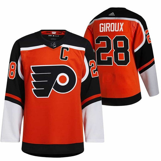 Philadelphia Flyers #28 Claude Giroux 2021 Orange Reverse Retro Stitched Jersey - Zenithce