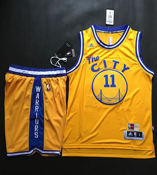 Warriors #11 Klay Thompson Gold Throwback The City A Set Stitched Jersey - Zenithce