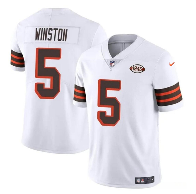 Cleveland Browns #5 Jameis Winston White 1946 Collection Vapor Limited Stitched Jersey - Zenithce