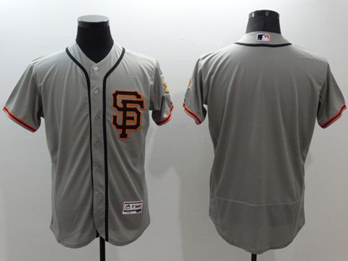 Giants Blank Grey Flexbase Authentic Collection Road 2 Stitched Jersey - Zenithce
