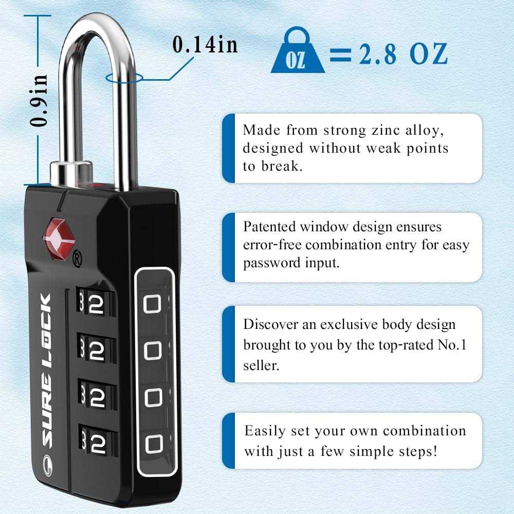 SURE LOCK Tsa Approved Travel Luggage Locks Open Alert Combination Lock for School Office Gym Locker,Toolbox - Zenithce
