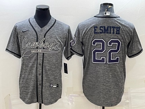 Dallas Cowboys #22 Emmitt Smith Gray With Patch Cool Base Stitched Jersey - Zenithce