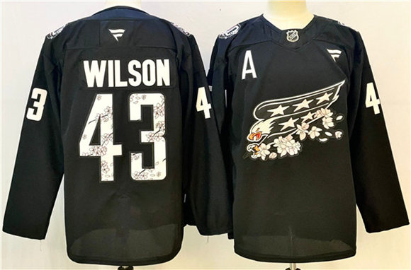 Washington Capitals #43 Tom Wilson Black Cherry Blossom With A Patch Stitched Jersey - Zenithce