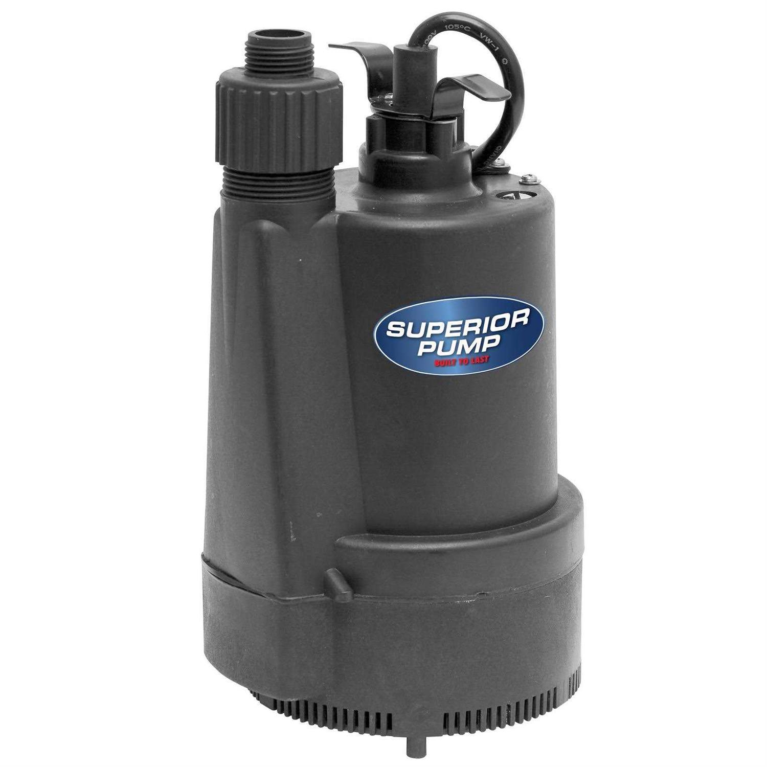 Superior Pump 1/3 HP Submersible Thermoplastic Utility Pump 91330 - Zenithce
