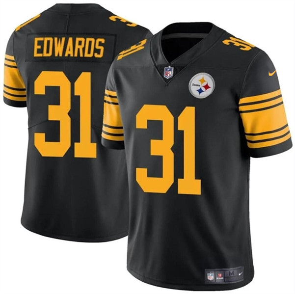 Pittsburgh Steelers #31 Daijun Edwards Black Color Rush Limited Stitched Jersey - Zenithce