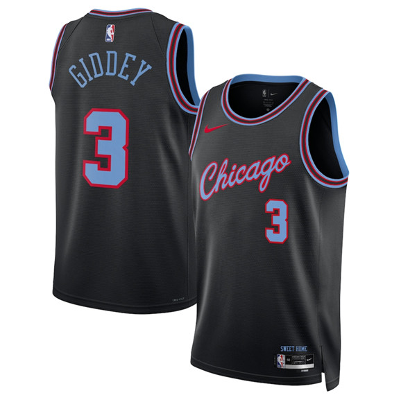 Chicago Bulls #3 Josh Giddey Black 2025-26 City Edition Swingman Stitched Jersey - Zenithce