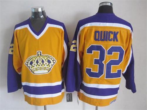Kings #32 Jonathan Quick Yellow CCM Stitched Jersey - Zenithce