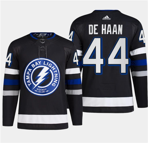 Tampa Bay Lightning #44 Calvin De Haan Black Alternate Premier Breakaway Stitched Jersey - Zenithce
