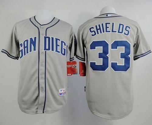 Padres #33 James Shields Grey Cool Base Stitched Jersey - Zenithce