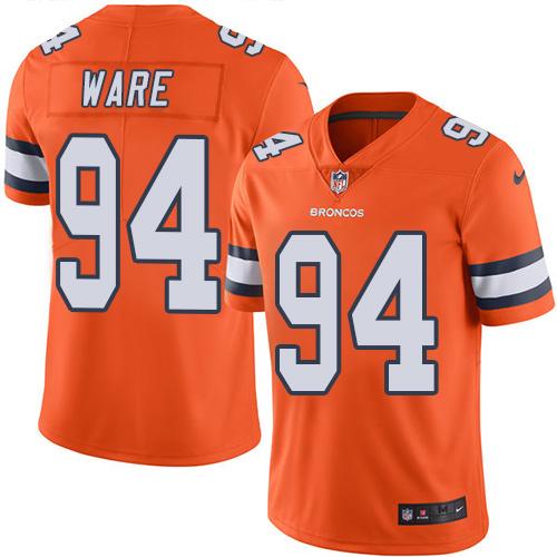 Broncos #94 DeMarcus Ware Orange Stitched Limited Rush Nike Jersey - Zenithce