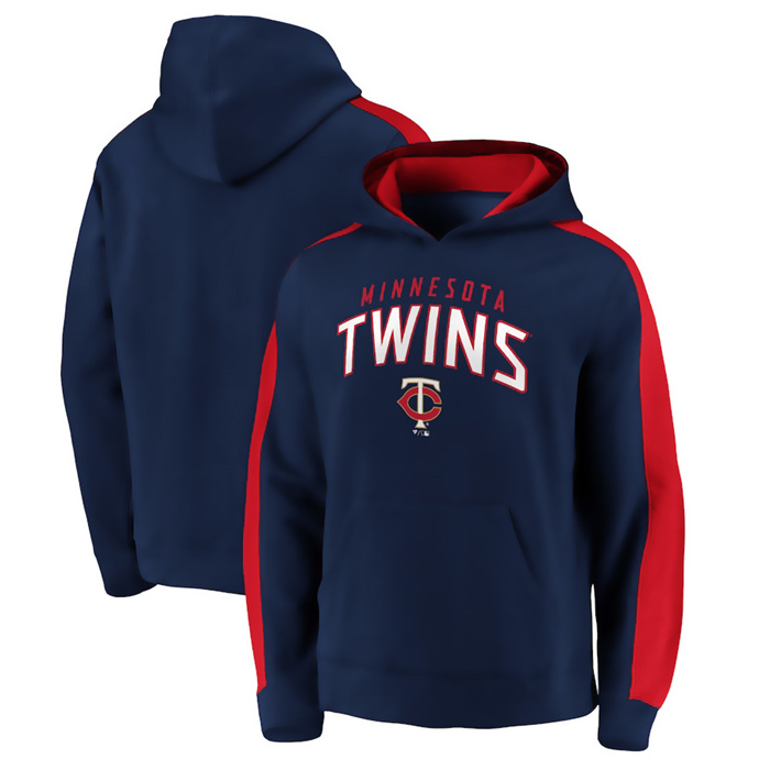 Minnesota Twins Navy Game Time Arch Pullover Hoodie Pullover Hoodie - Zenithce