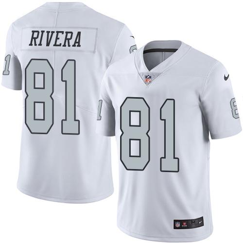 Raiders #81 Mychal Rivera White Stitched Limited Rush Nike Jersey - Zenithce
