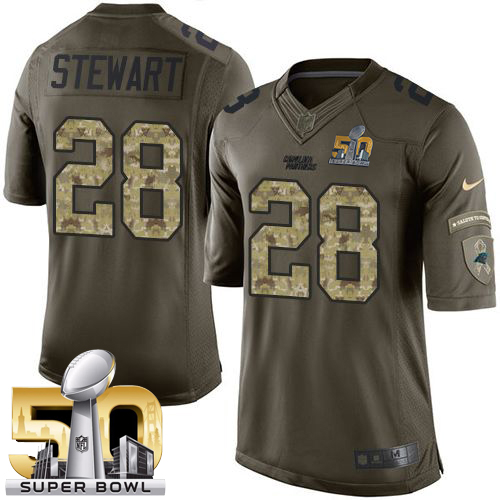 Panthers #28 Jonathan Stewart Green Super Bowl 50 Stitched Limited Salute To Service Nike Jersey - Zenithce