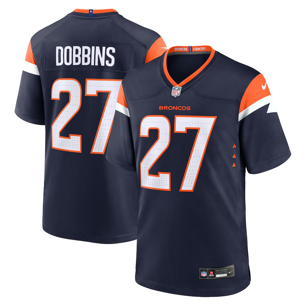 Denver Broncos #27 J.K. Dobbins Navy 2025 Alternate Stitched Game Jersey - Zenithce