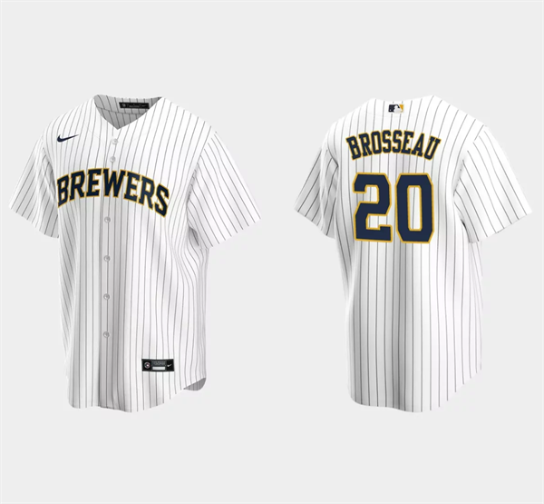 Milwaukee Brewers #20 Mike Brosseau White Cool Base Stitched Jersey - Zenithce