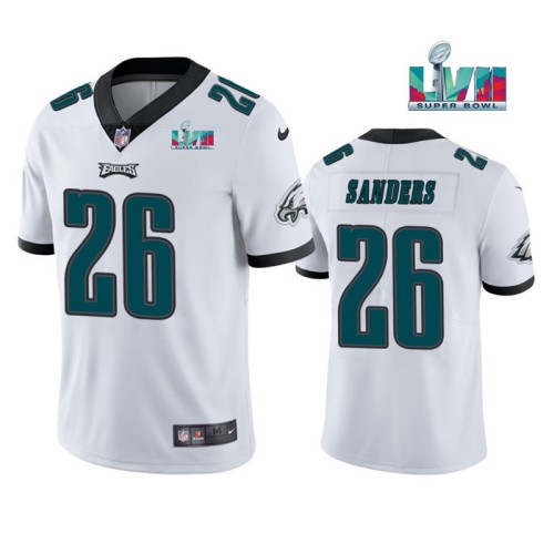 Philadelphia Eagles #26 Miles Sanders White Super Bowl LVII Patch Vapor Untouchable Limited Stitched Jersey - Zenithce