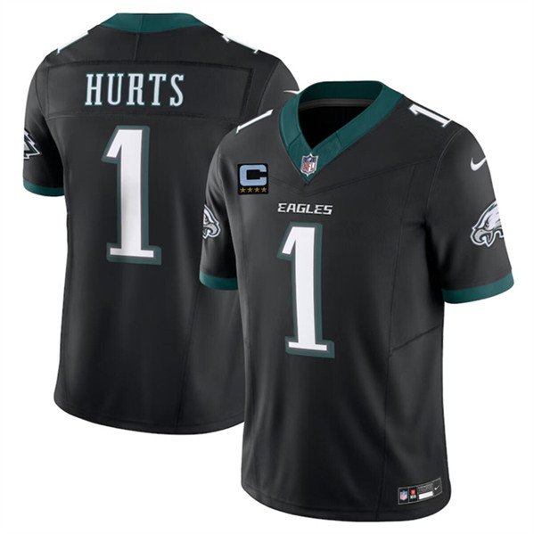 Philadelphia Eagles #1 Jalen Hurts Black 2024 F.U.S.E. With 4-Star C Patch Vapor Untouchable Limited Stitched Jersey - Zenithce